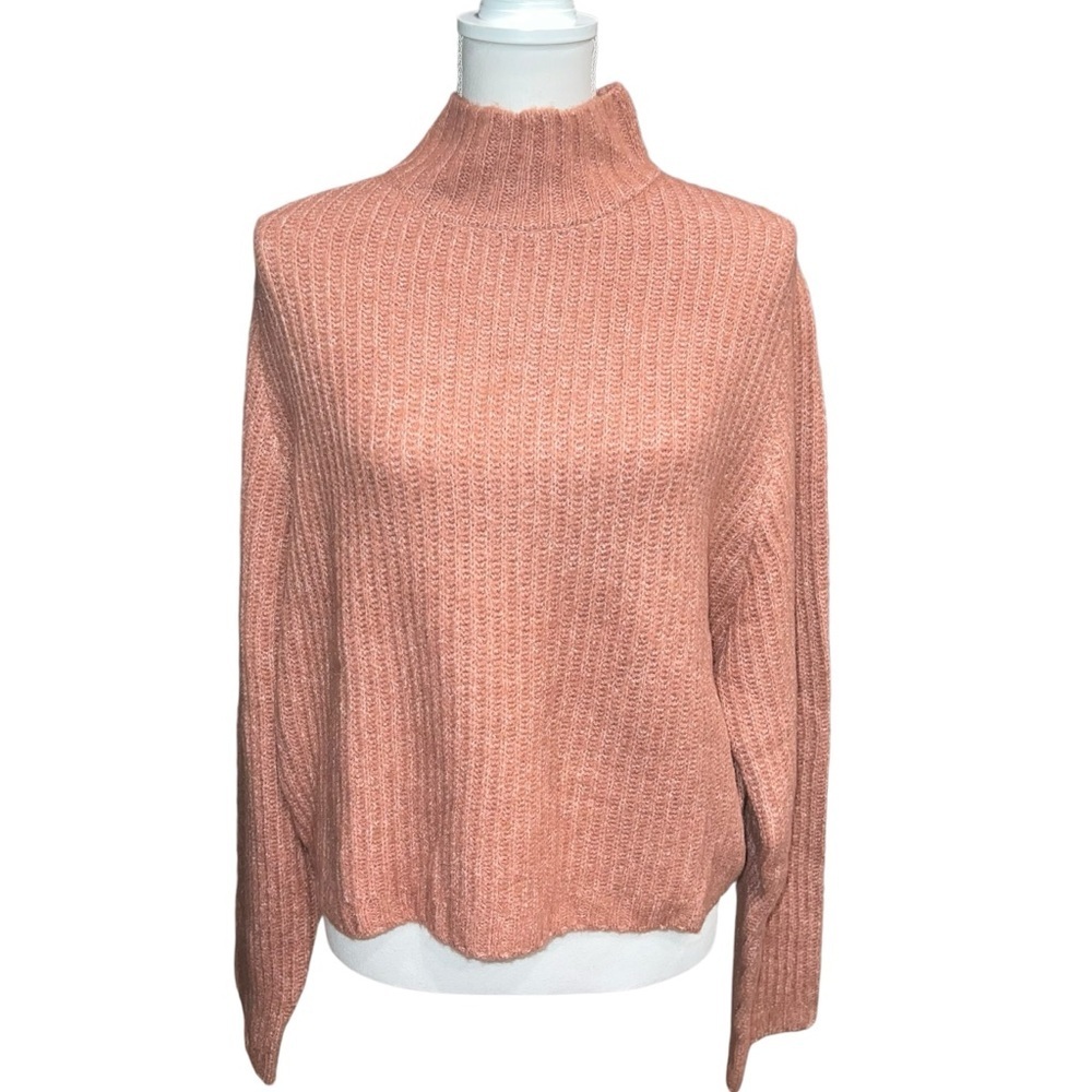 WAYF Marley Tulip Back Mock Turtleneck Sweater Pink/Mauve Women’s Size XL NWT